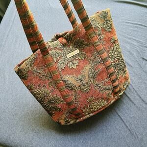 Isabella's Journey Tapestry Boho Cornell Tote With Coin Purse Rust FLORAL 12x14